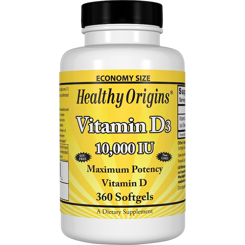 Healthy Origins, Vitamine D3, 10 000 UI, 360 gélules