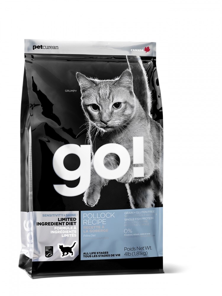 FEED GO! SENSIBILITÉ HOLISTIQUE NATURELLE NON GRAINÉE POUR CHAUSSONS ET CHATS AVEC DIGESTION SENSIBLE AVEC RECETTE DE CHÂTEAU POLLOCK SANS GRAIN BRILLANT COD